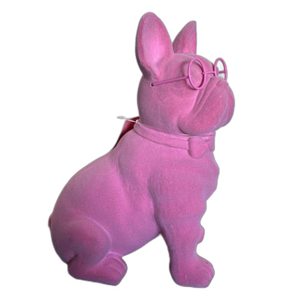 Valentine’s Flocked French 8" Bulldog Figurine In Pink 2024-Spritz Tabletop NEW - Picture 15 of 16
